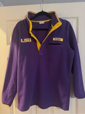 Columbia Purple Fleece Pullover with Gold Trim